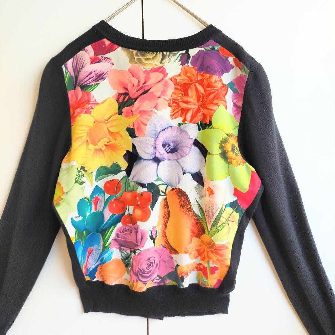 ポールスミス　Paul Smith カーディガン　 花柄　切替　シルク　黒