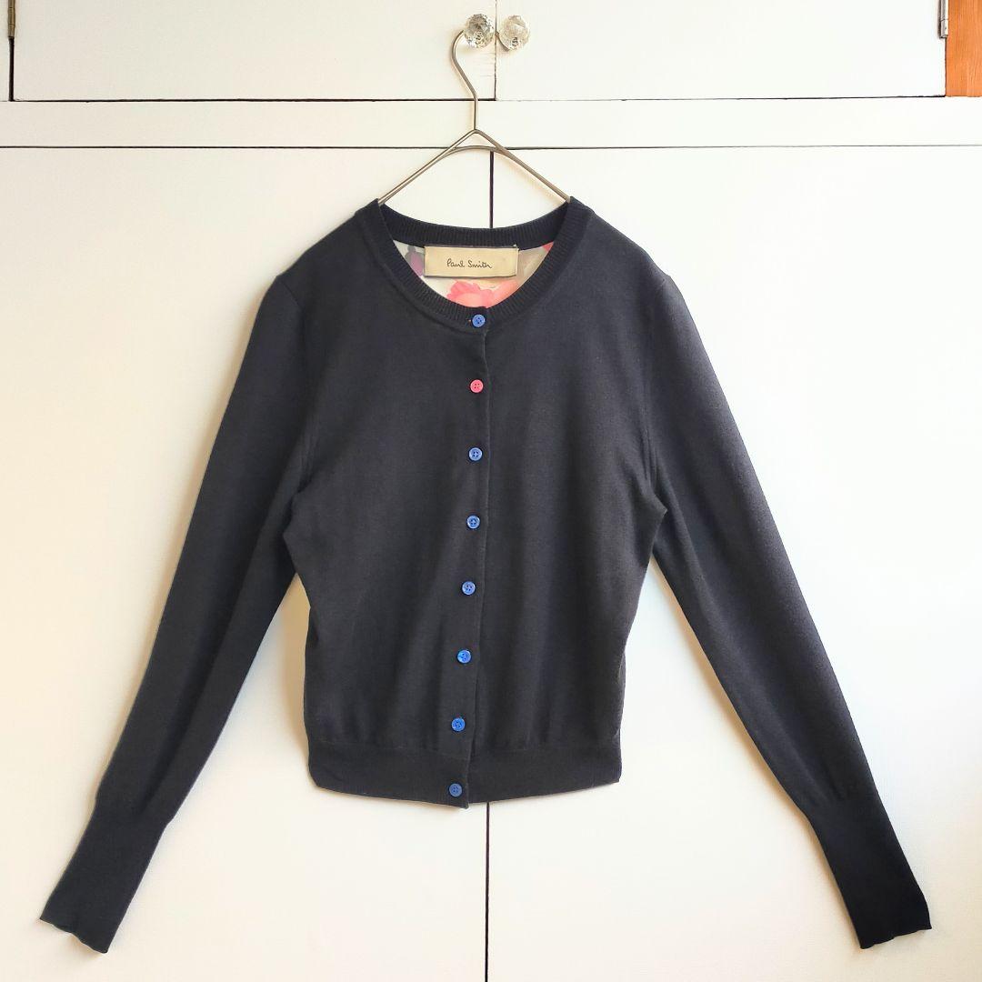 ポールスミス　Paul Smith カーディガン　 花柄　切替　シルク　黒