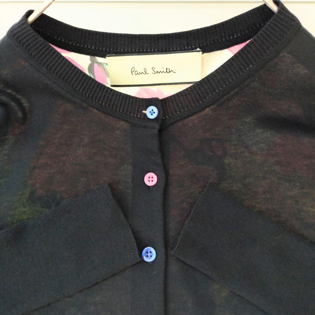 ポールスミス　Paul Smith カーディガン　 花柄　切替　シルク　黒