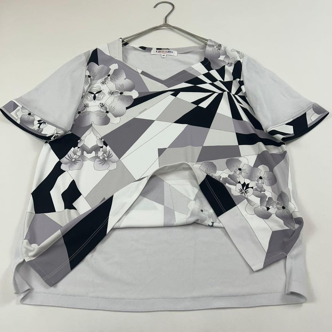 P265 美品 XL レオナール 大きいサイズ 花柄 カットソー レディース