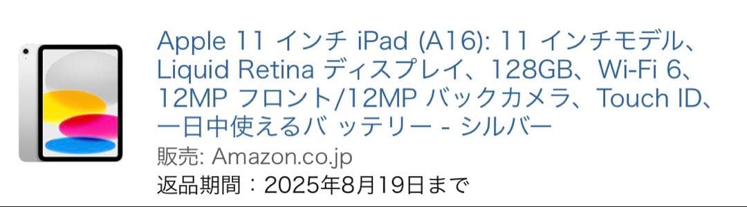 Apple iPad シルバー　A16 第11世代　128GB