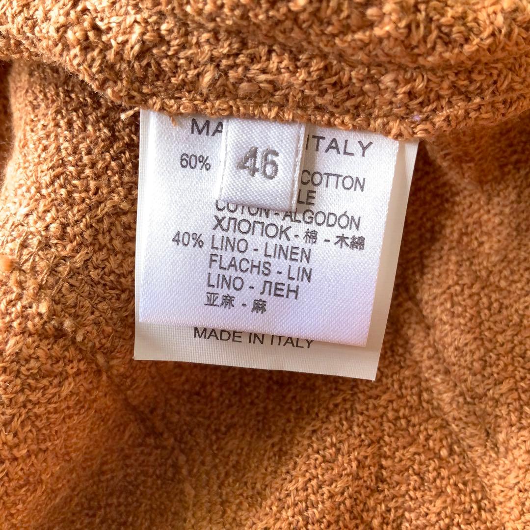 ユーズド美品 Mc Lauren ニットジャケット コットンリネン46テラコッタ