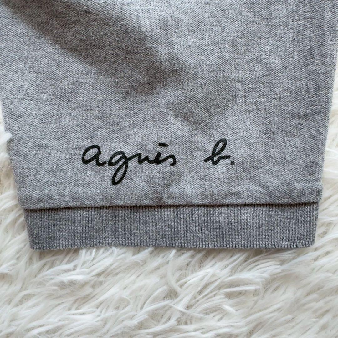 レア✨agnes b ポロシャツ　レザール　ロゴプリント　ロゴ刻印ボタン　L