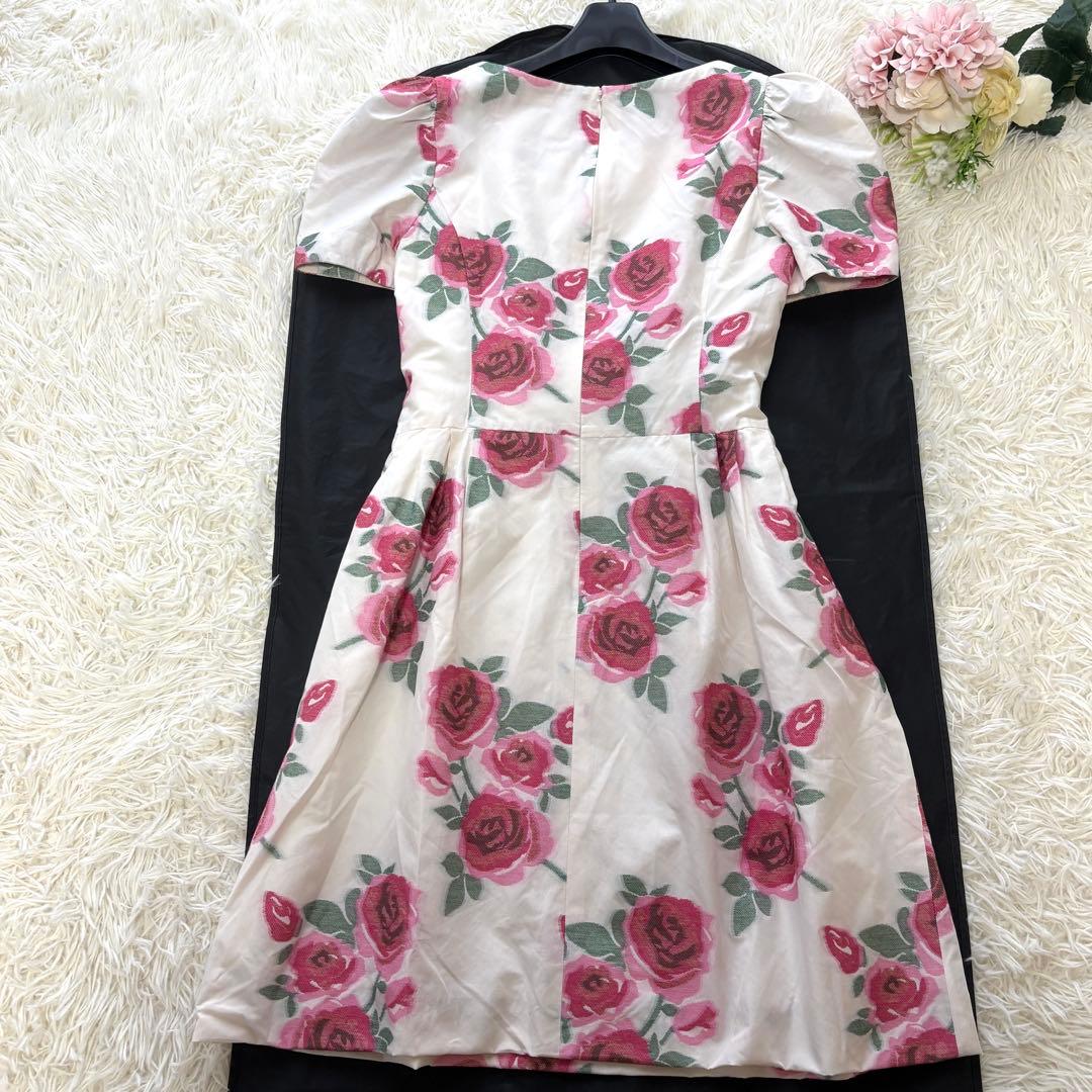【美品】リボン　薔薇　エムズグレイシー　フレアワンピース　Aライン　上品　38