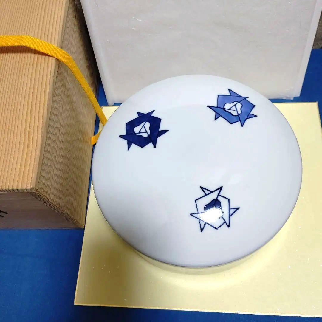 食籠、染付、うろこ鶴、昌斉作、ほり61番