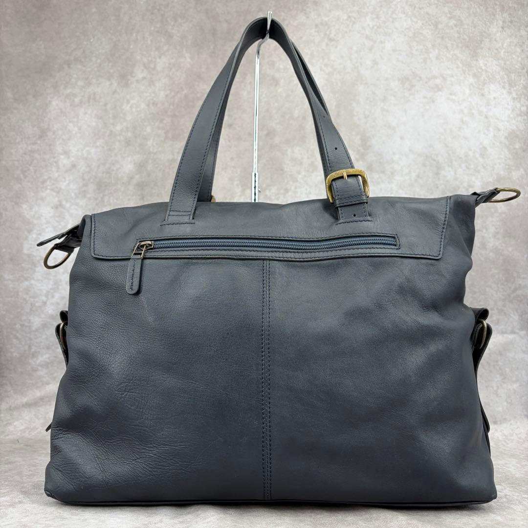 【廃版/良品✨】マザーハウス ザダン 3way ボストンバッグ レザー ネイビー