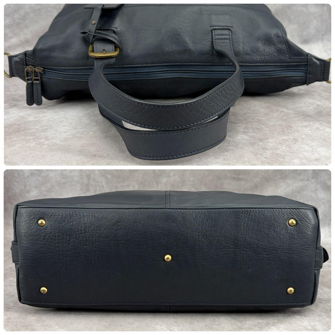 【廃版/良品✨】マザーハウス ザダン 3way ボストンバッグ レザー ネイビー
