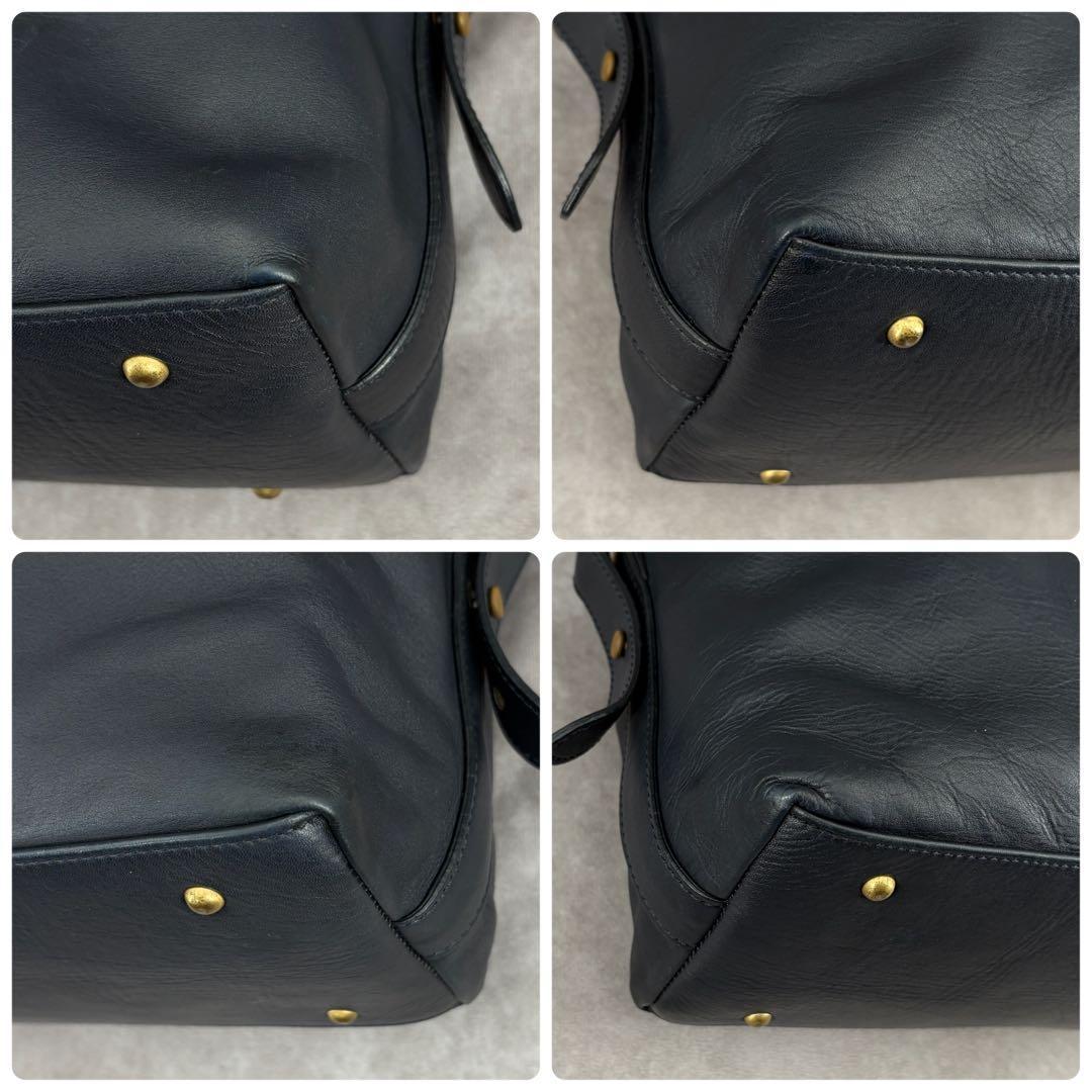 【廃版/良品✨】マザーハウス ザダン 3way ボストンバッグ レザー ネイビー