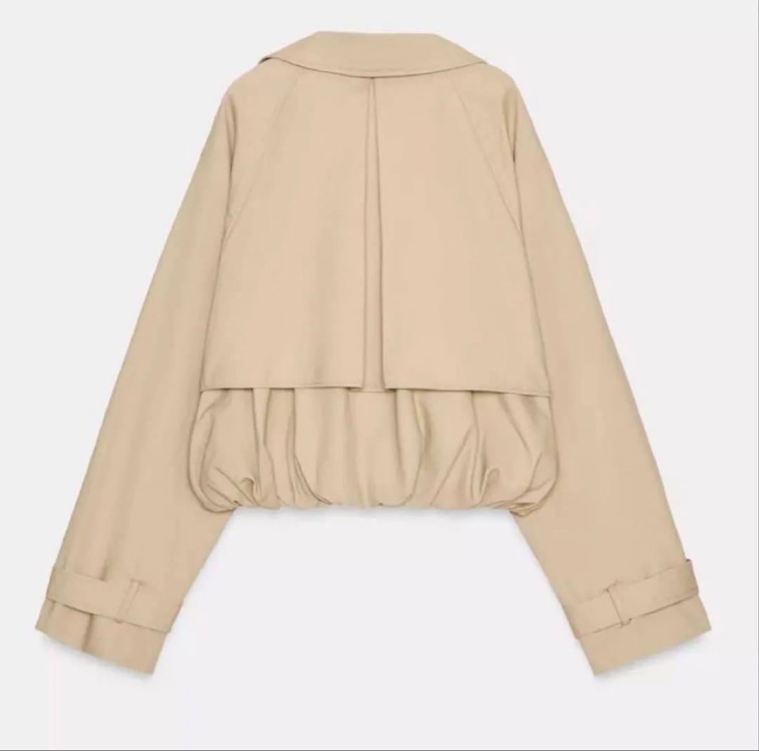 試着のみZARA ショートバルーントレンチコート XS コムギ ショートトレンチ