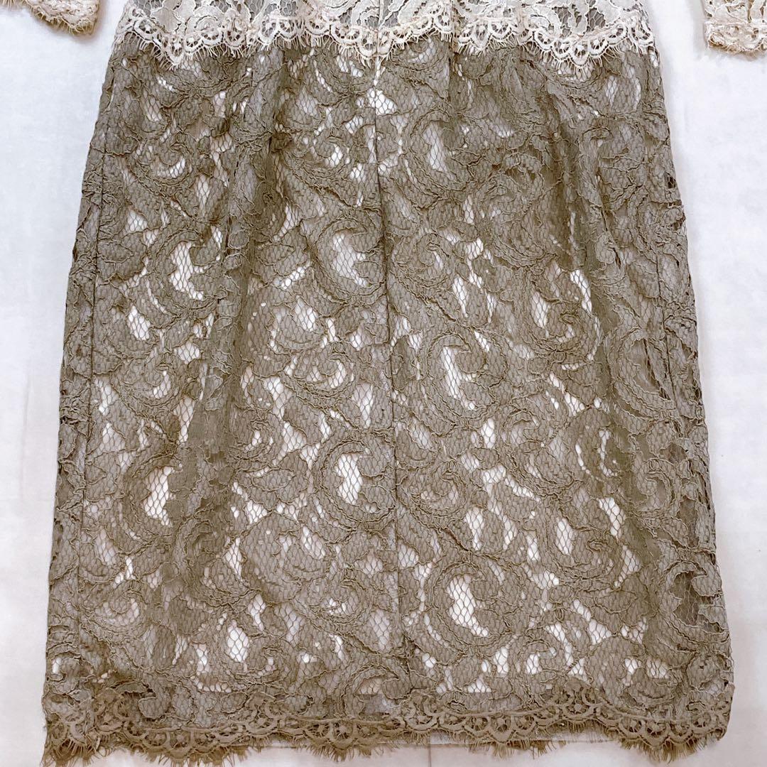 タダシショージ 総コードレース チュール ツートンカラー 袖 刺繍