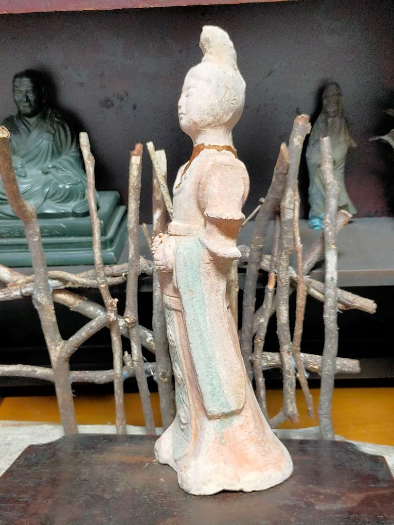 ♥時代♥　中国　婦人俑　三彩　発掘品　①　出土品　骨董　古玩
