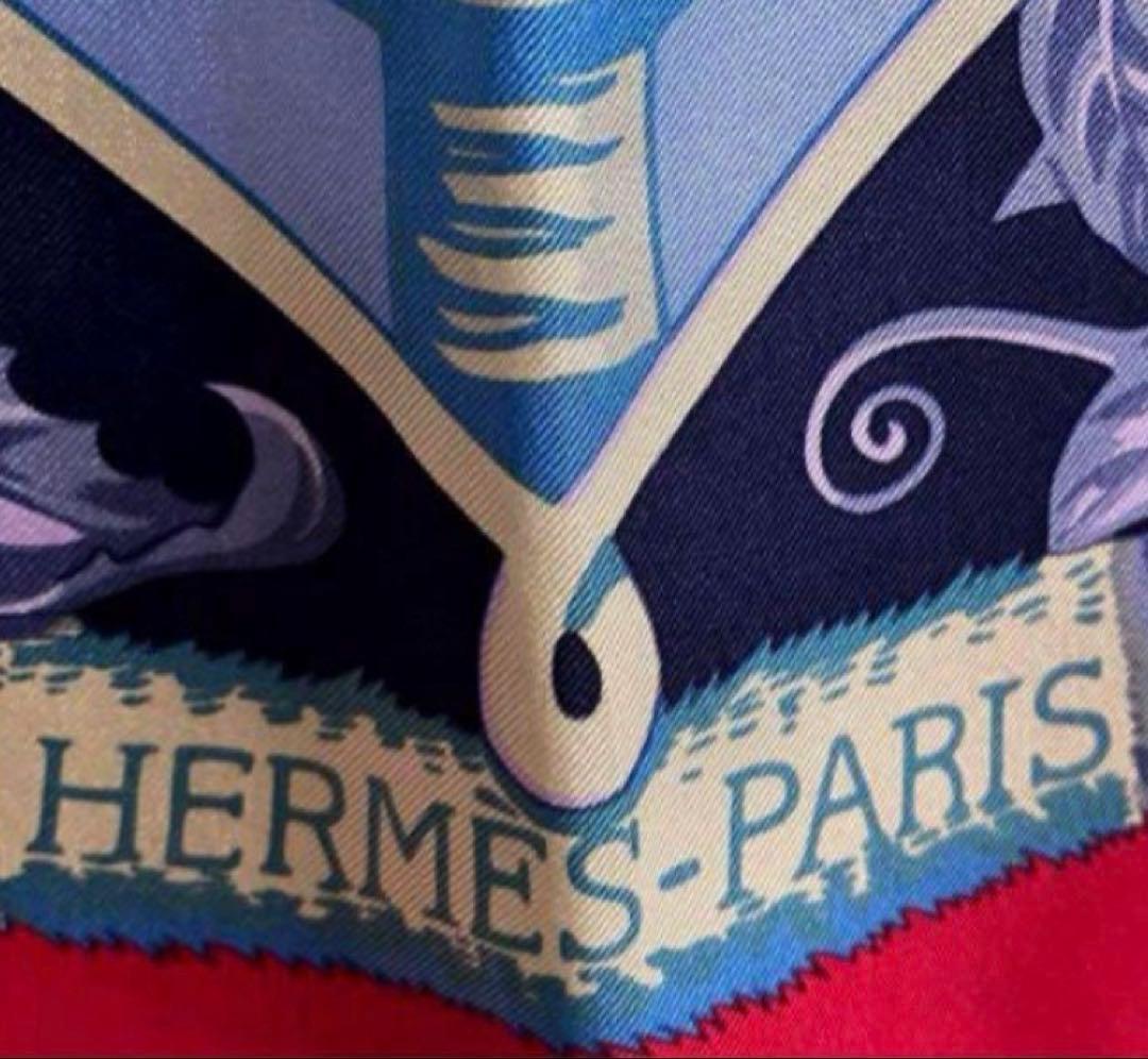 HERMES カレジェアン140 アロハ柄　シルク100%サマーツイル　シワ有り