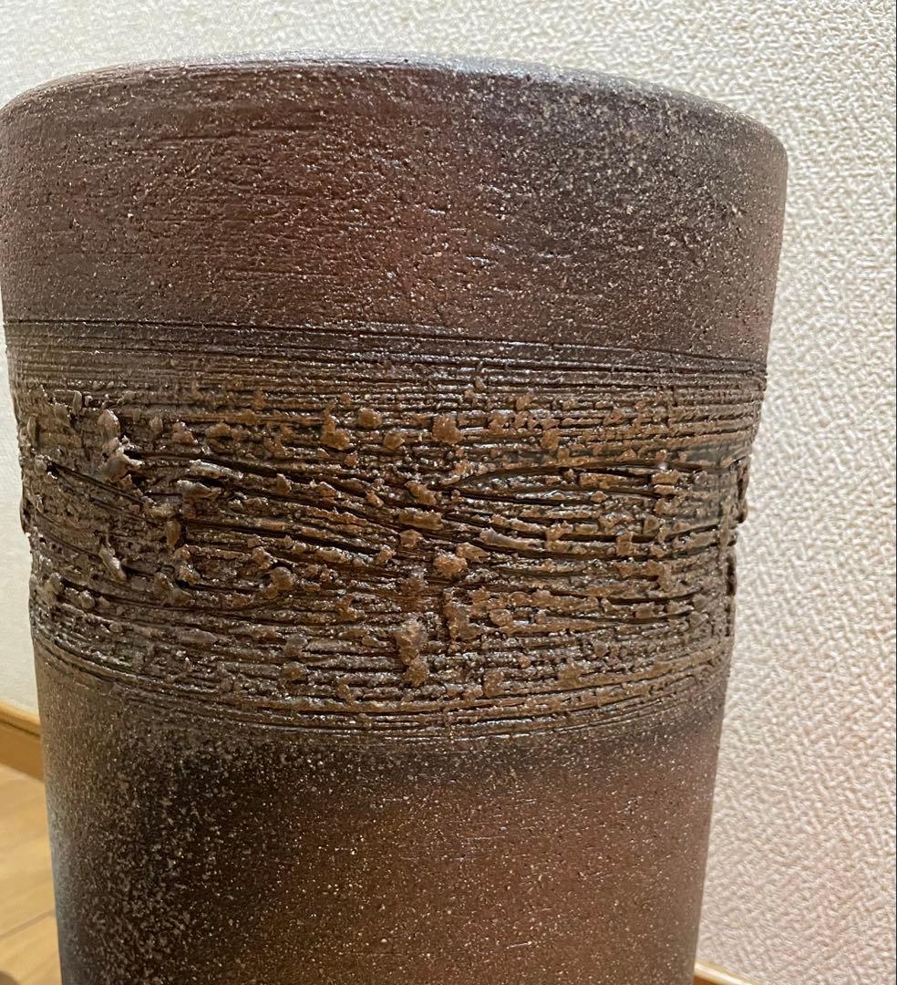 信楽焼　ブラウン 陶器製 傘立て　新品