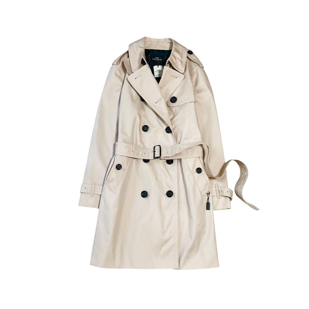 タグ付✨COACH トレンチコート シグネチャー 総柄ロゴ ベルト チャーム M