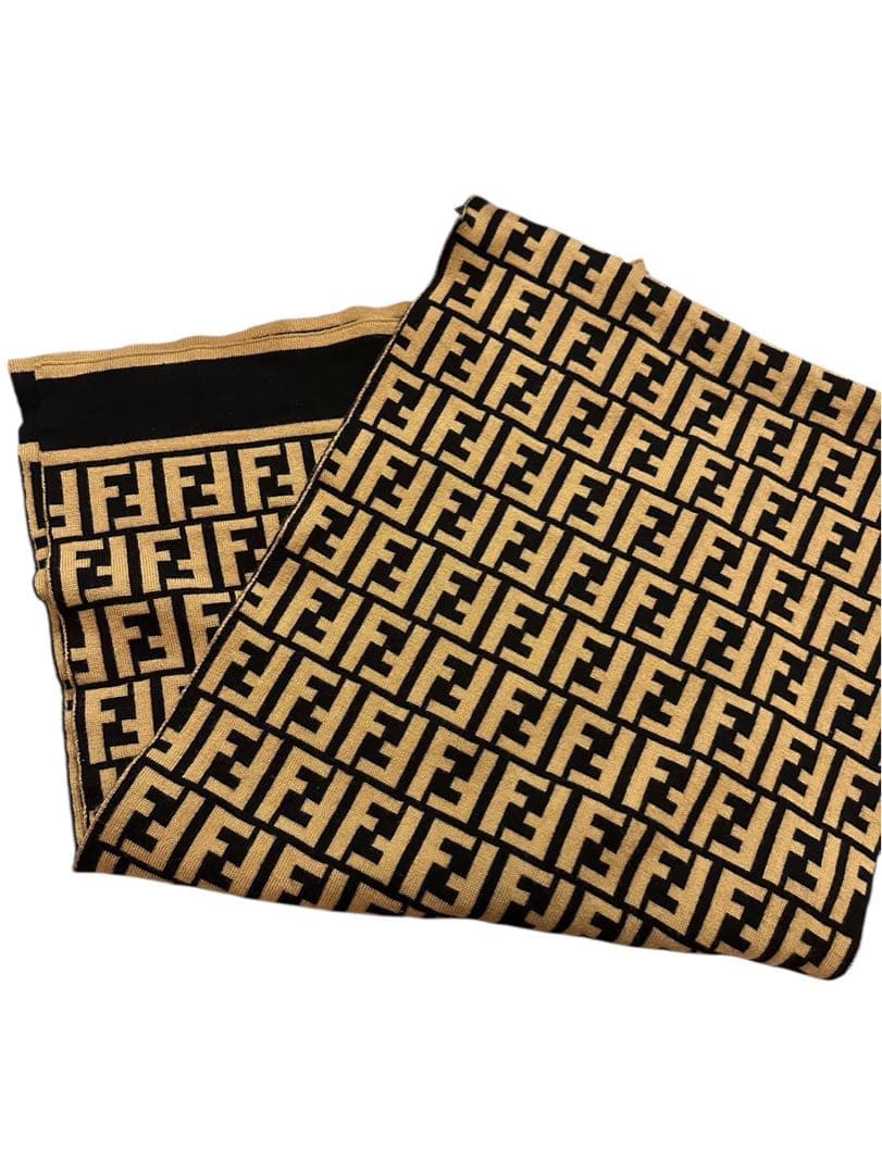 『美品』FENDI FFロゴニットマフラー