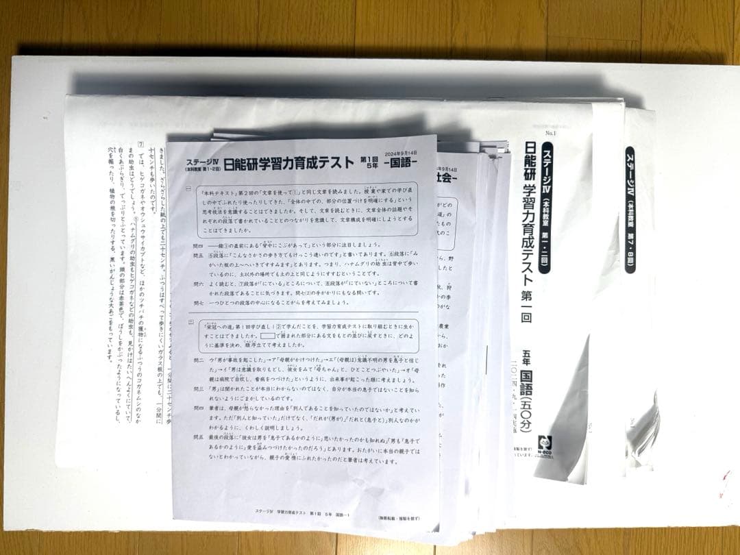 日能研2024年5年 後期 ステージⅣ 学習力育成テスト4科 解答解説付