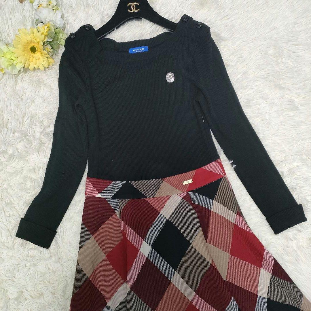 ほぼ未使用 BLUE LABEL CRESTBRIDGE チェック切替ワンピース