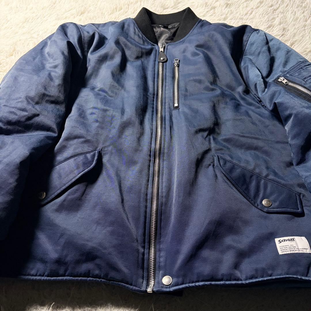 美品■schott フライトジャケット　MA-1 ブルー系　XL