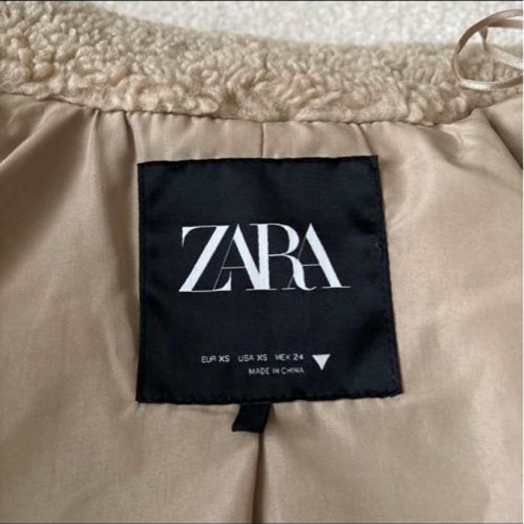 【ZARA】エクストラロングフェイクボアコート ダブルブレスト XS