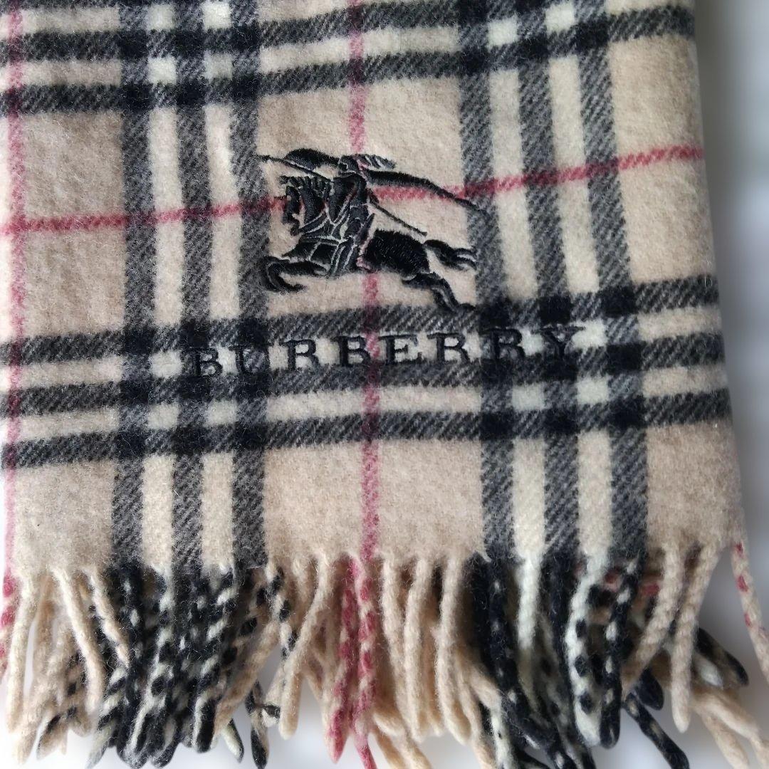 【超美品】BURBERRY ノバチェック柄 ベージュウール100% マフラー