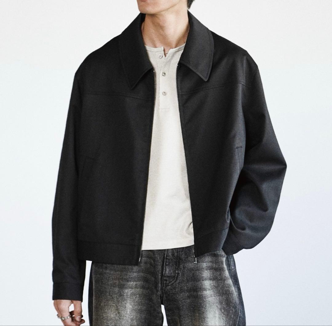 WYM TECH WOOL GABARDINE ZIP BLOUSO ブラック