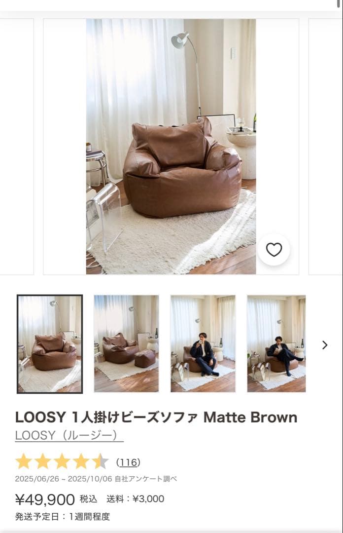 LOOSY 1人座り用ビーズソファ　美品