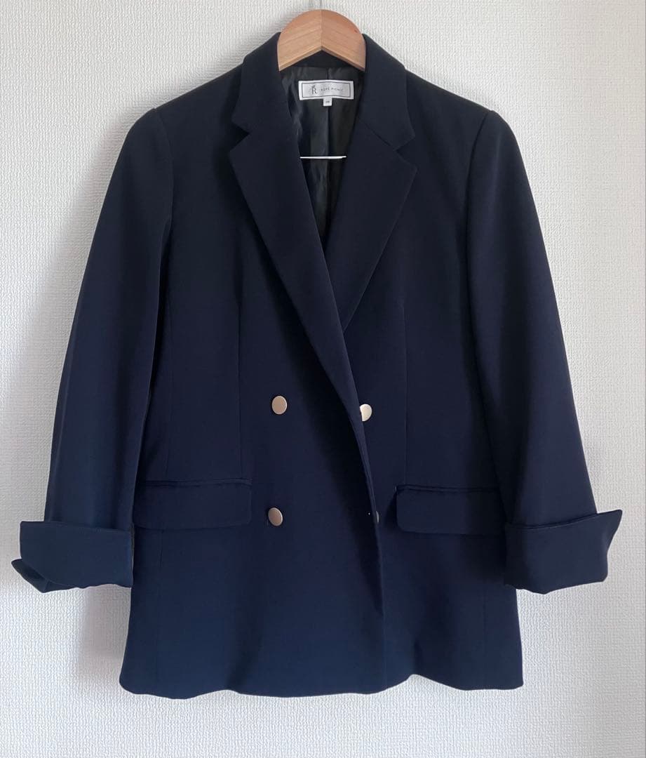 ROPE'PICNIC ロペピクニックネイビー ダブルジャケット ゴールド　美品