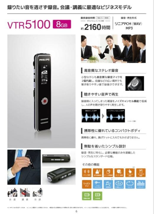 PHILIPS フィリップス ICレコーダー ブラック 8GB VTR5100