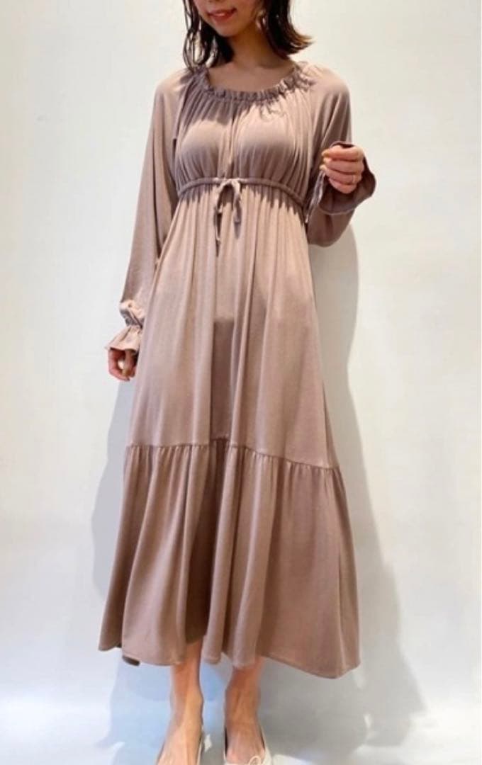 【そらいろ林檎)ジェラートピケ❤︎フリルドレス ブラウン 新品タグ付き