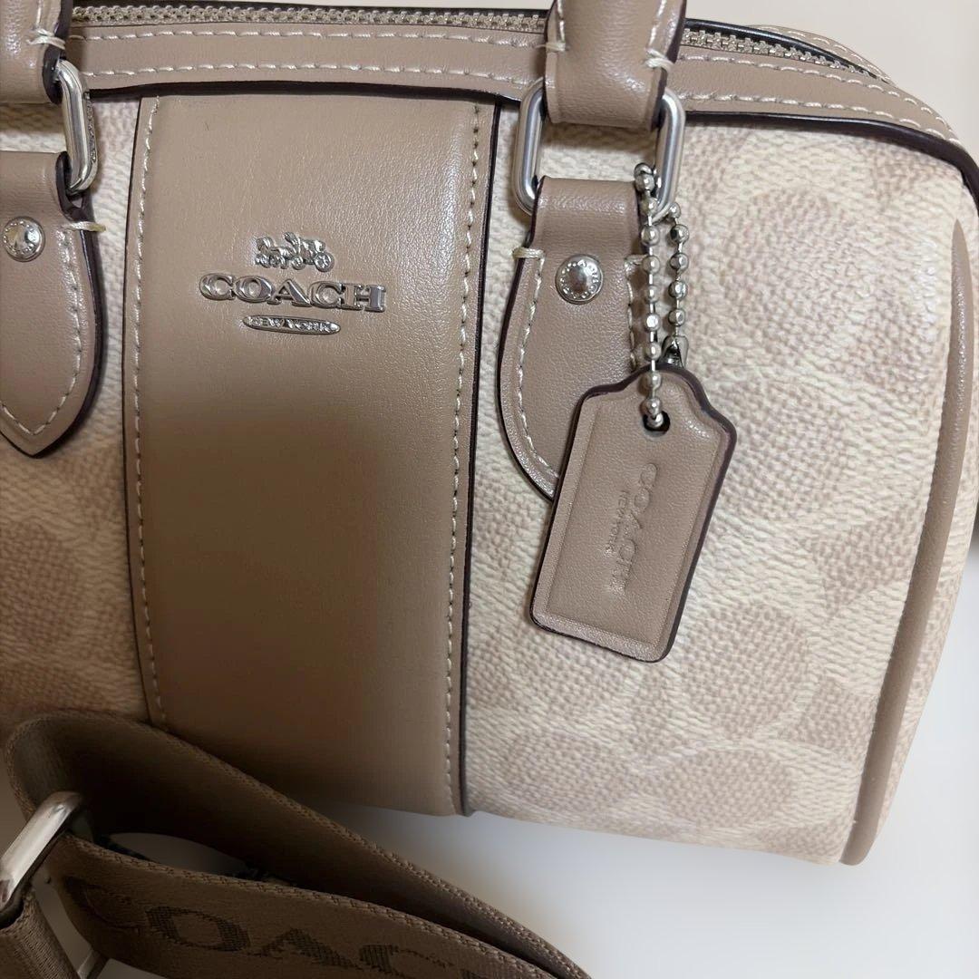 COACHコーチミニローアンクロスボディシグネチャーキャンバスストライプ保存袋付
