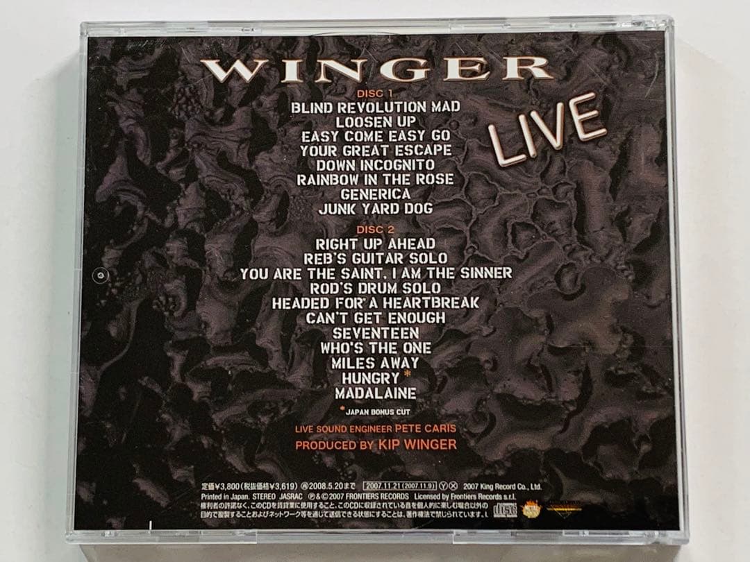 帯付☆ウインガー/ライヴ 2CD ステッカー付 WINGER LIVE 国内盤