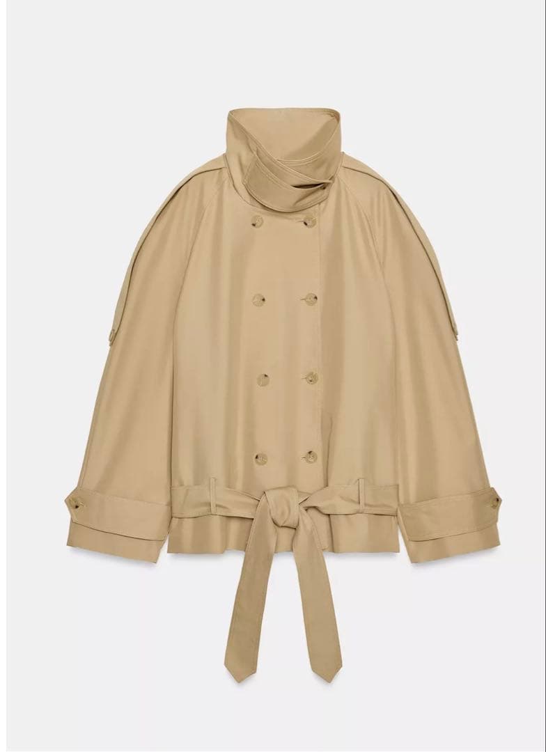 zara ショート丈ハイネックトレンチコート M タグ付き