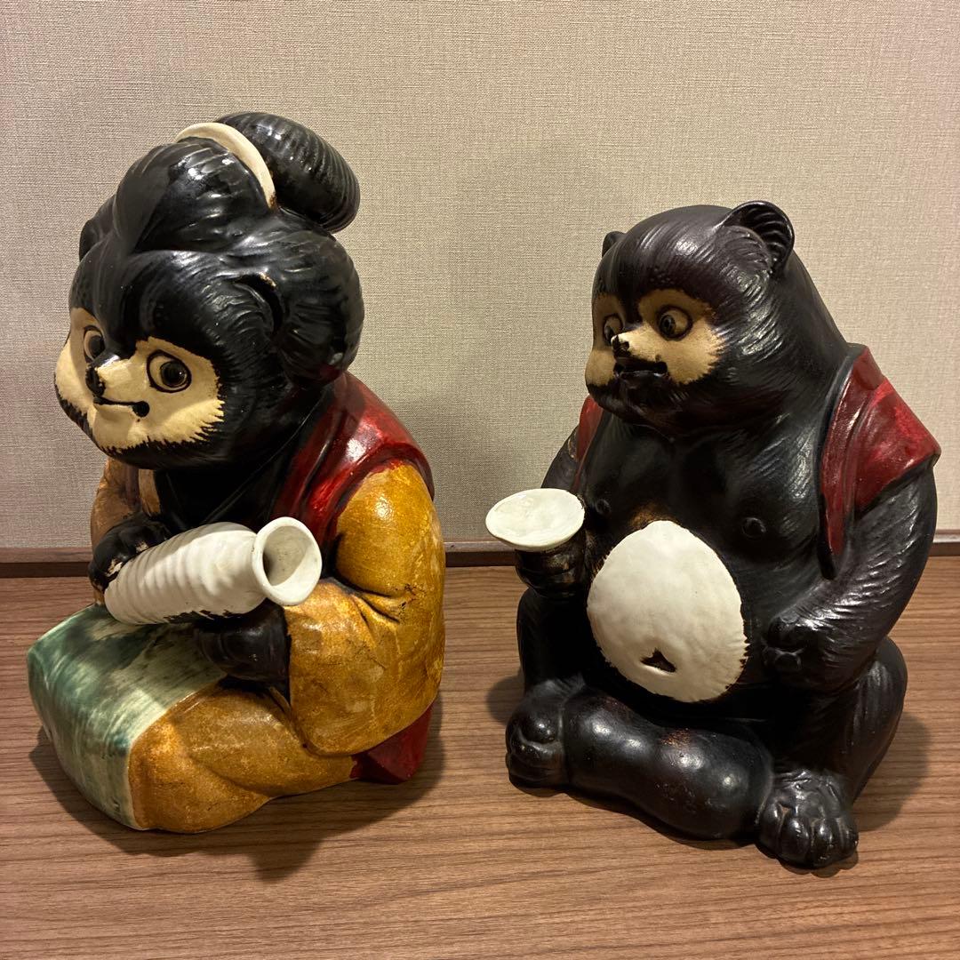 信楽焼 夫婦狸置物