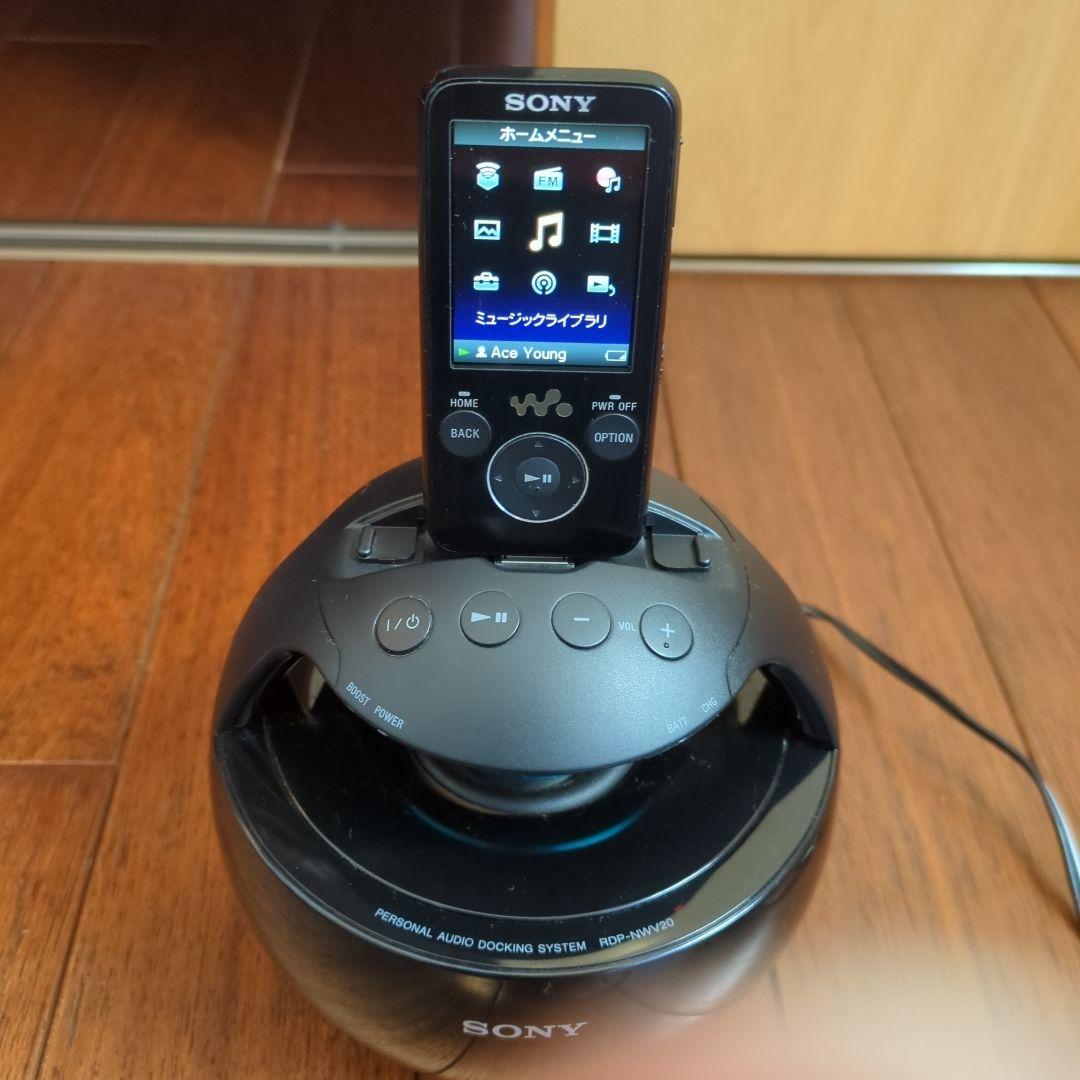 ウォークマンとスピーカー RDP-NWV20と録音ケーブルとストラップのセットす