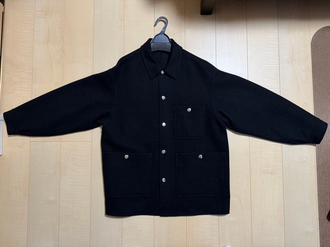 ＜H＞ウールカシミヤ メルトン カバーオール　ブラックS 25AW