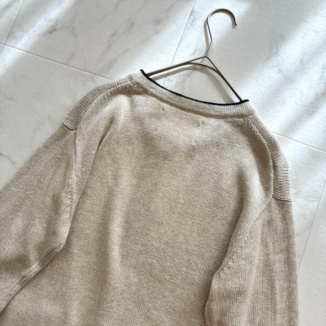 美品 MHL.♡リネン コットン バイカラー カーディガン Ⅱ 麻混 ベージュ黒