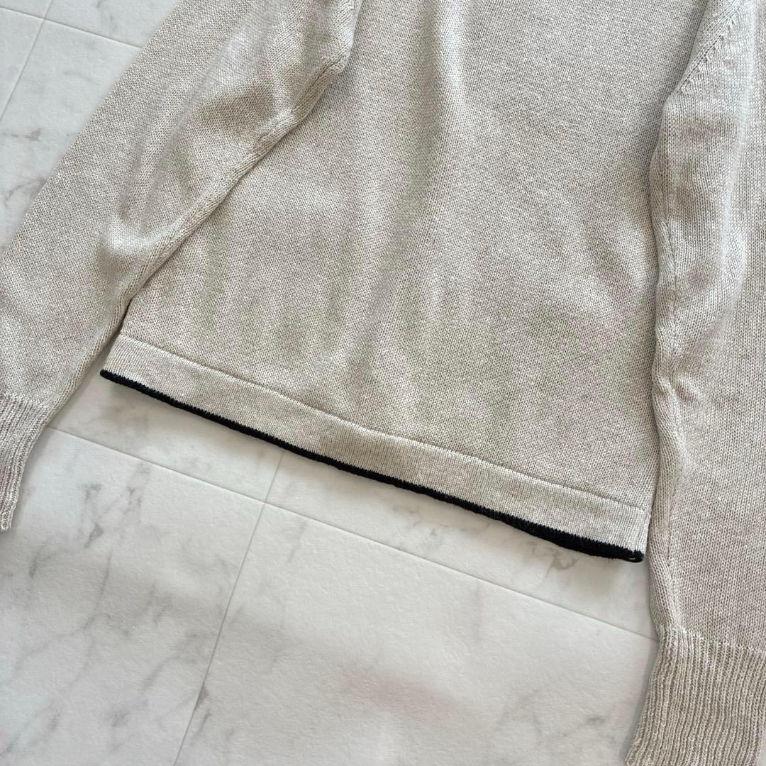 美品 MHL.♡リネン コットン バイカラー カーディガン Ⅱ 麻混 ベージュ黒