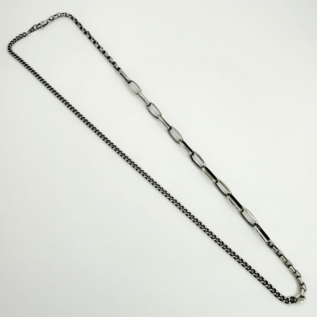 ●【美品】SILVER925 アシンメトリーチェーン⑦-2 約50cm