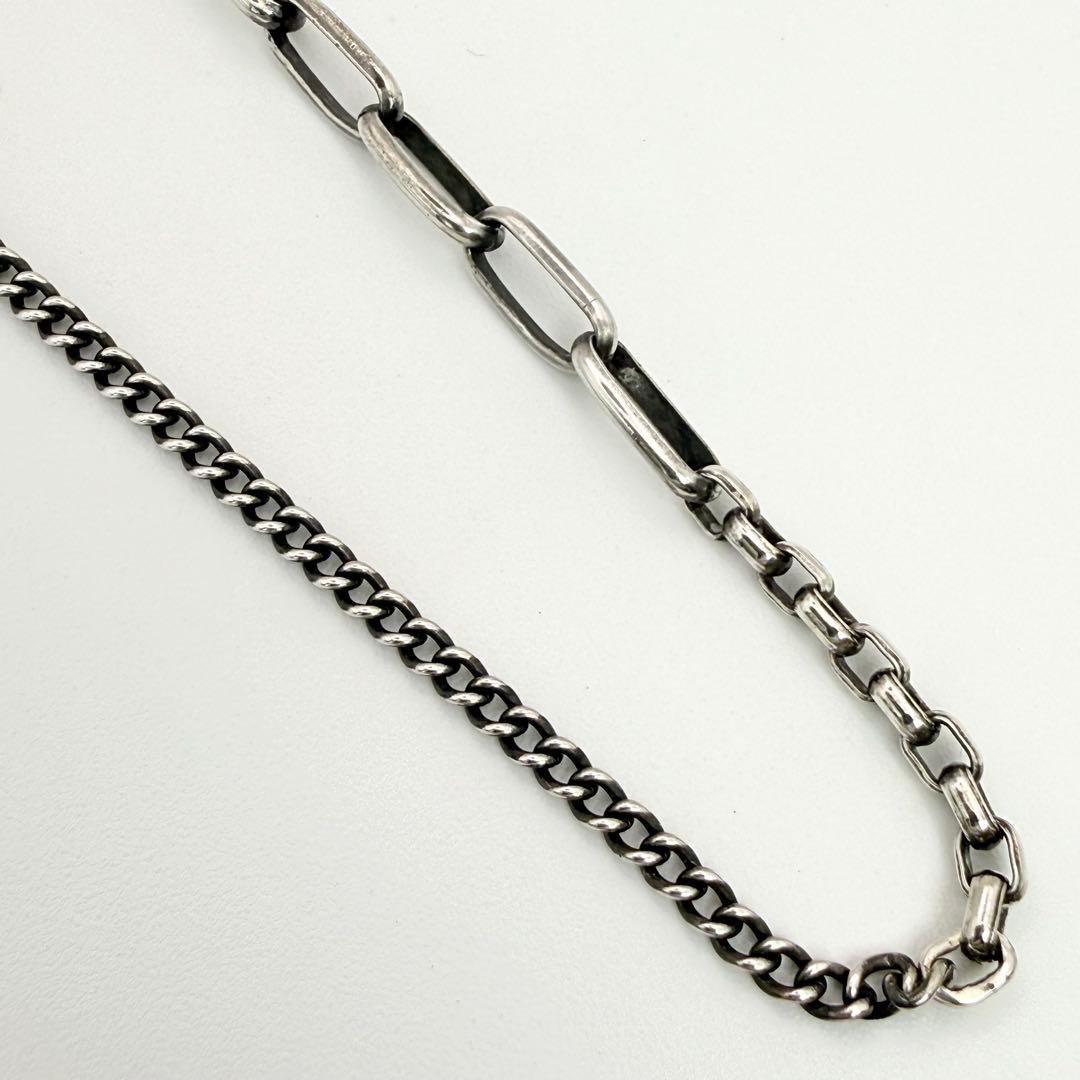 ●【美品】SILVER925 アシンメトリーチェーン⑦-2 約50cm