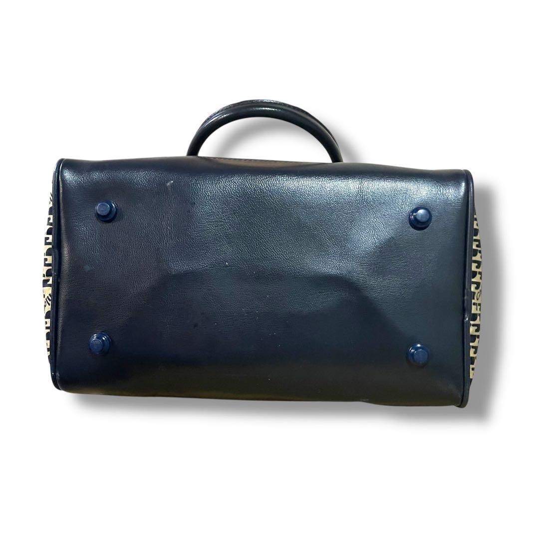 【美品】クロエ ハンドバッグ モノグラム キャンバス レザー ブラック ネイビー
