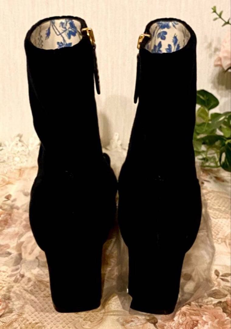 GUCCI グッチ GGマーモント ベロア×レザー ショートブーツ 36 黒