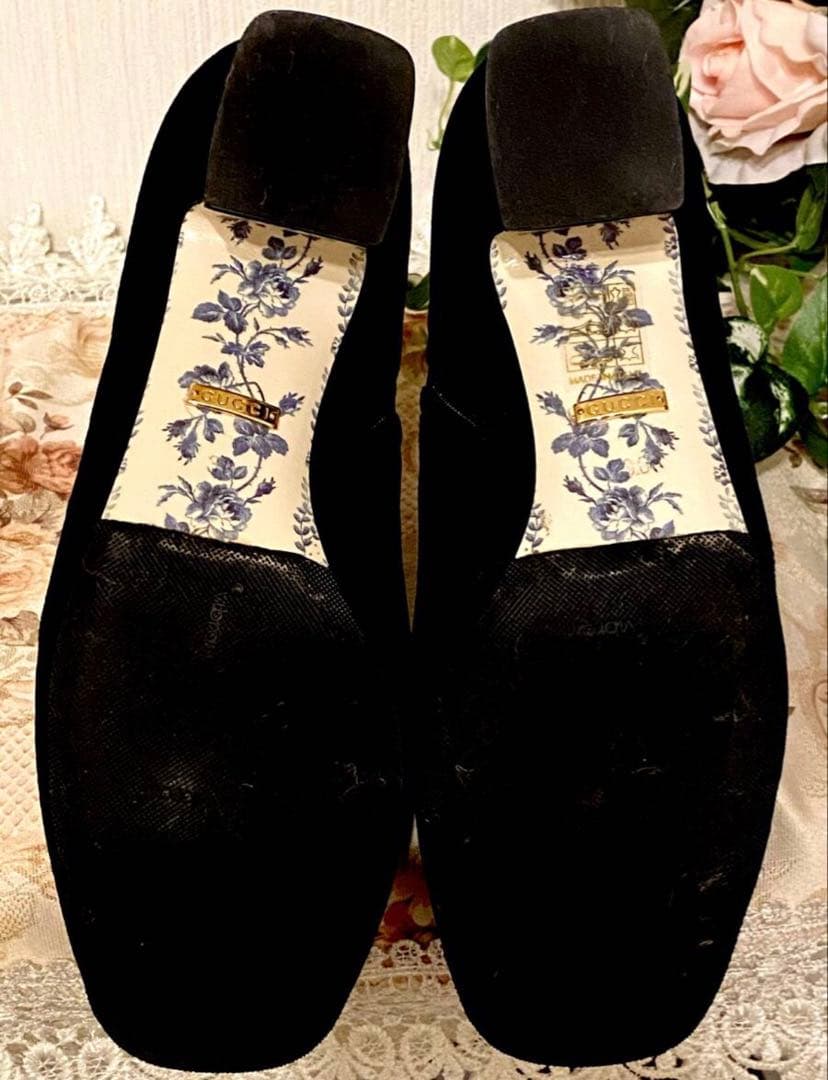 GUCCI グッチ GGマーモント ベロア×レザー ショートブーツ 36 黒