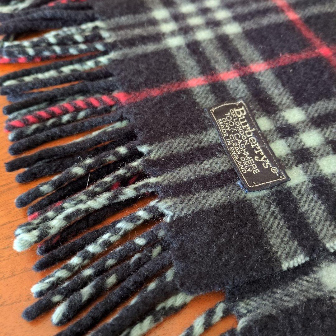 バーバリー BURBERRY マフラー 　チェック ネイビー　カシミヤ100%