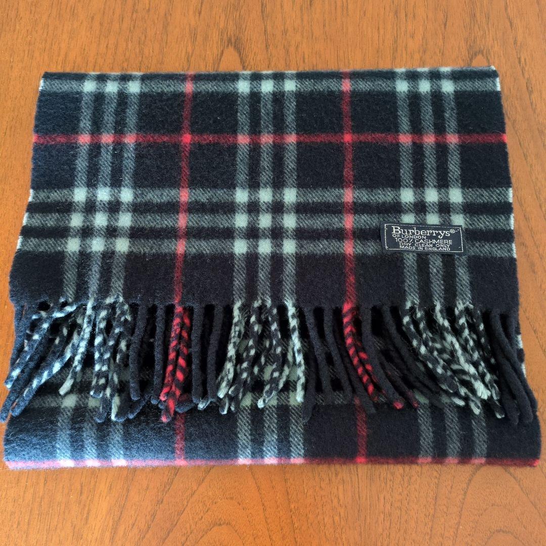 バーバリー BURBERRY マフラー 　チェック ネイビー　カシミヤ100%