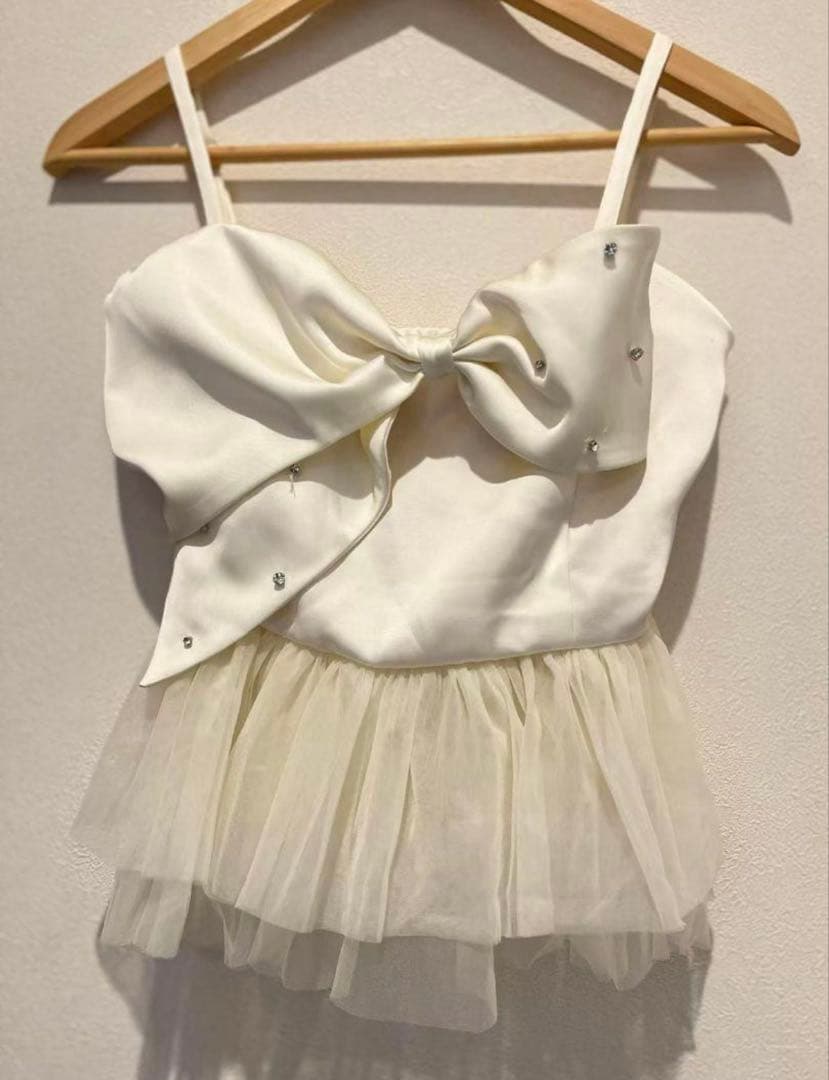 トップス Ribbon bijou peplum cami bustier