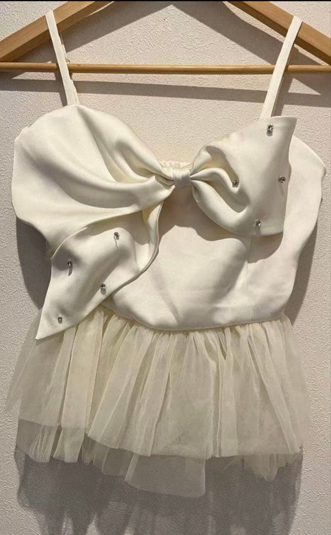 トップス Ribbon bijou peplum cami bustier