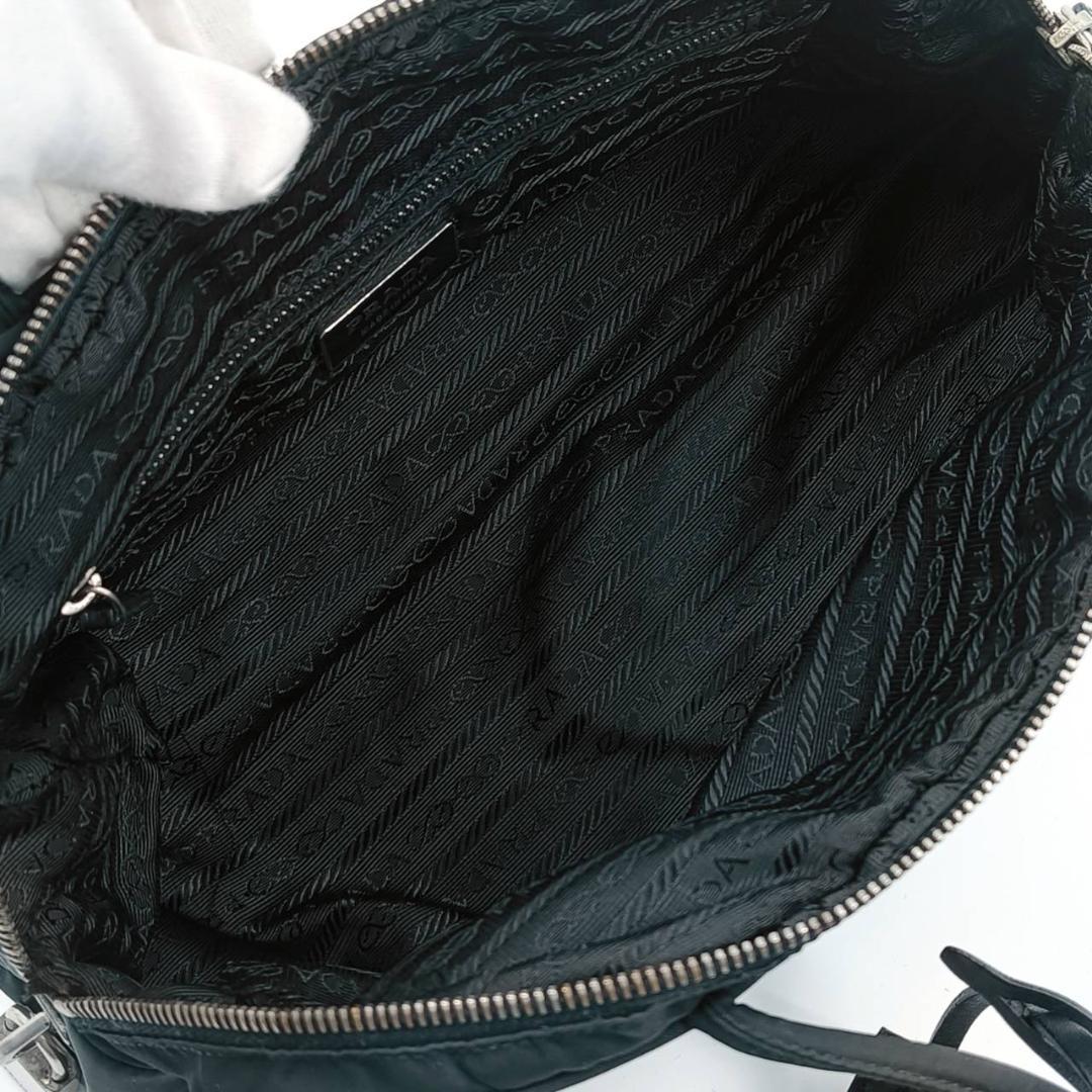 人気✨プラダ 南京錠 鍵付き ミニボストン ボーリング 三角ロゴ ナイロン 黒