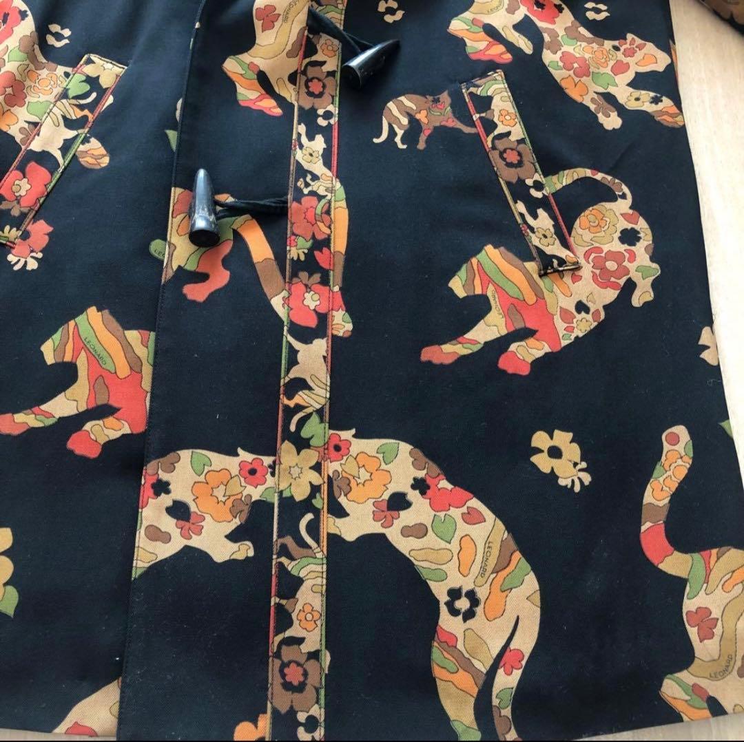 極美品レオナール LEONARD ロングコート ヒョウ柄レディースコート