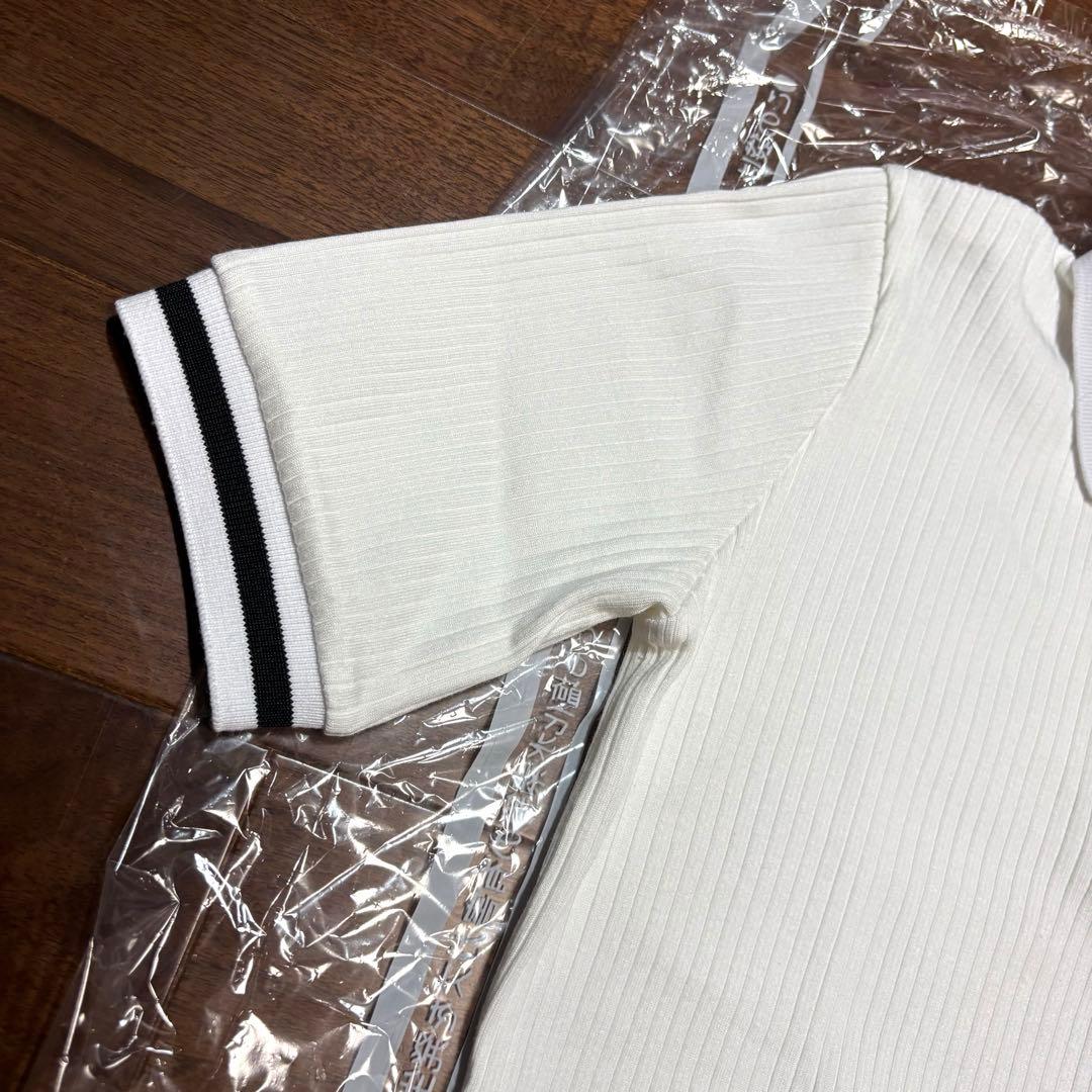 Fred Perry ホワイト 半袖ポロシャツ　リブ編み　レディース