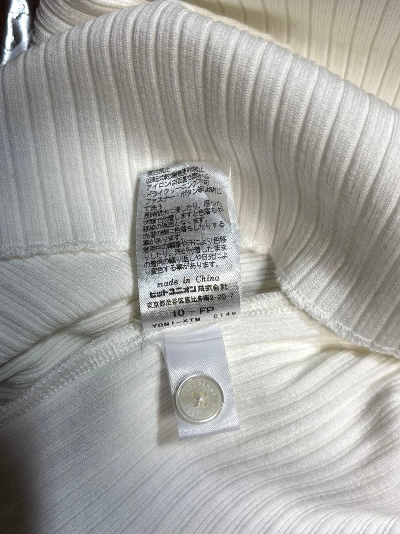 Fred Perry ホワイト 半袖ポロシャツ　リブ編み　レディース